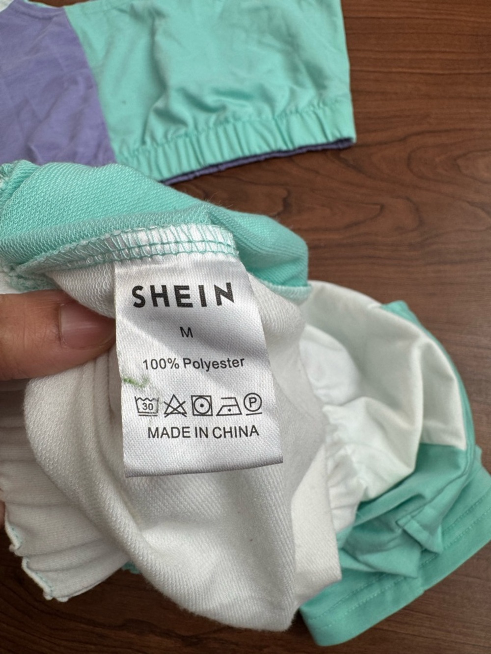 SHEIN Mint Lavender White Colorblock Crop Tank & Shorts Set - Picture 3 of 7